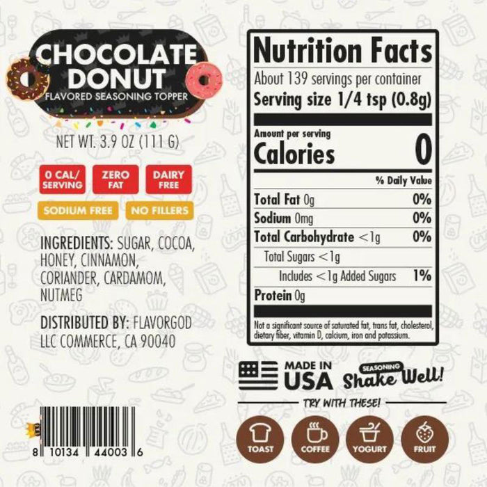 FlavorGod Chocolate Donut Flavored Seasoning Topper 111g