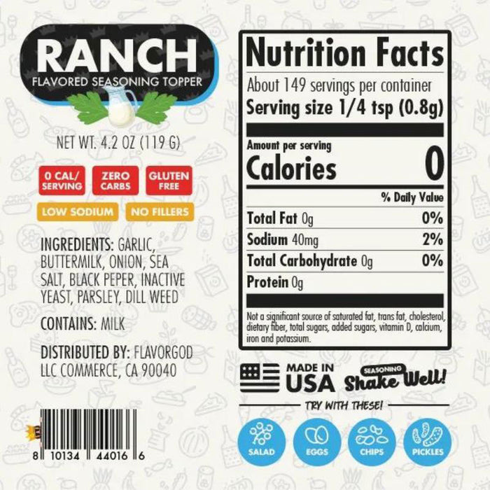 FlavorGod Ranch Flavored Seasoning Topper 119g