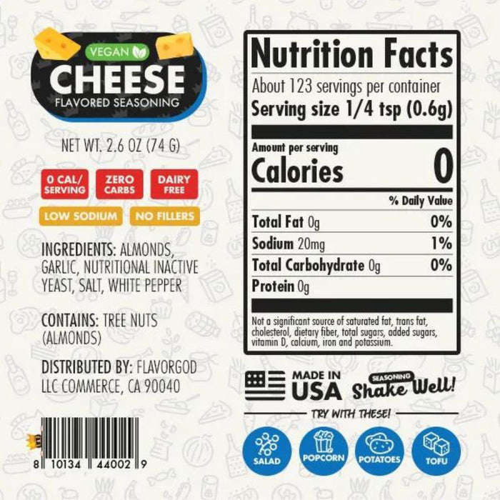 FlavorGod Cheese Flavored Seasoning Vegan 74g