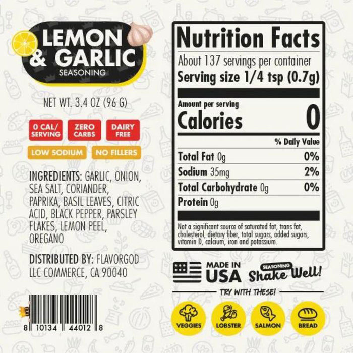 FlavorGod Lemon & Garlic Seasoning 96g
