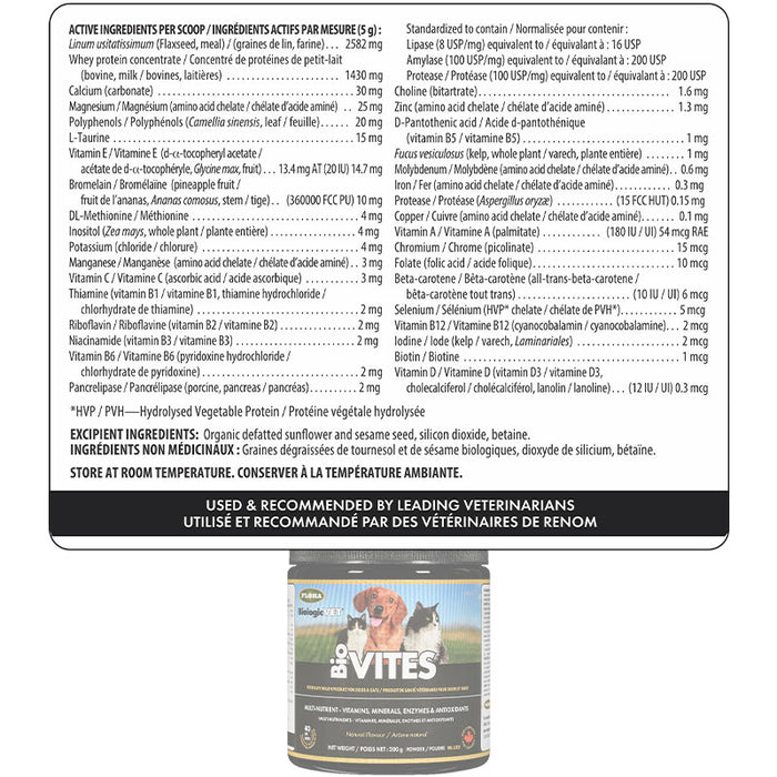 Flora BiologicVET® BioVITES® Muilt-Nutrient - Vitamins, Minerals, Enzymes & Antioxidants 200g