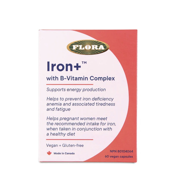 Flora Iron+ w/B-Vitamin Complex 60 vcaps (60 Servings)