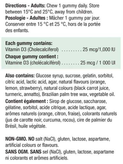 Jamieson D3 1000IU Gummies 60 cap