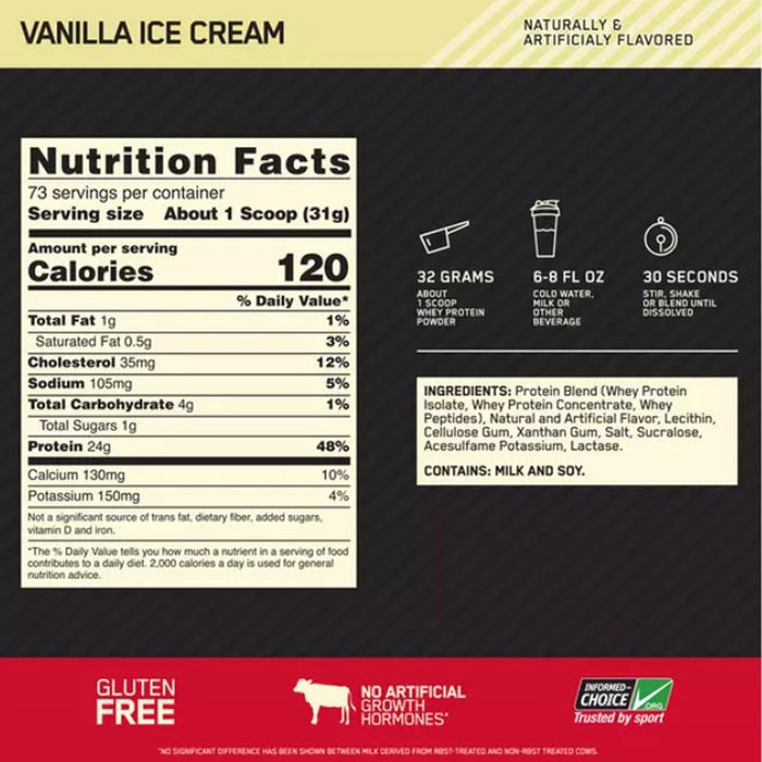 Optimum Nutrition Gold Standard 100% Whey 5lb (68-74 Servings)