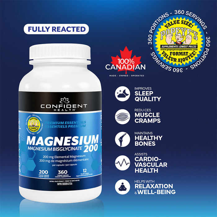 Confident Magnesium Bisglycinate 360 ct (360 Servings)
