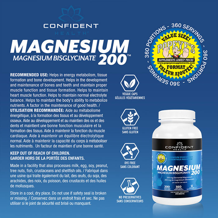 Confident Magnesium Bisglycinate 360 ct (360 Servings)