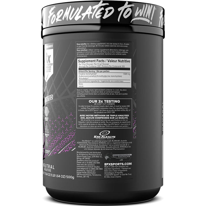 EFX Sports Kre-Alkalyn Powder 500g (268-333 Servings)