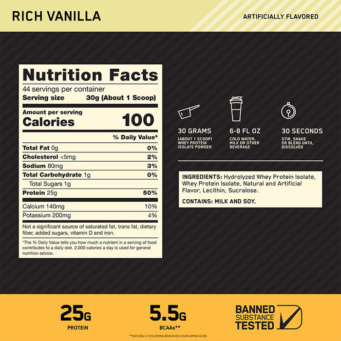 Optimum Nutrition Gold Standard 100% Isolate 2.91- 3lb (44 Servings)