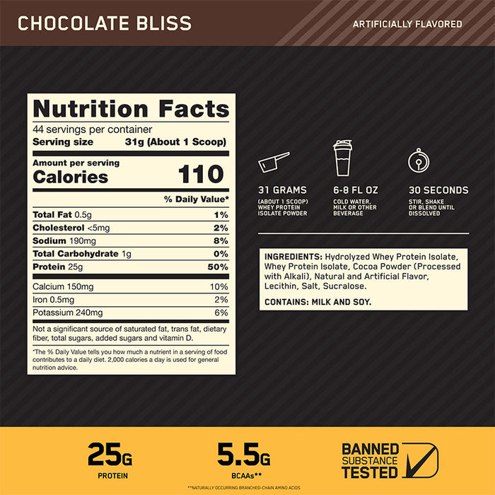 Optimum Nutrition Gold Standard 100% Isolate 2.91- 3lb (44 Servings)