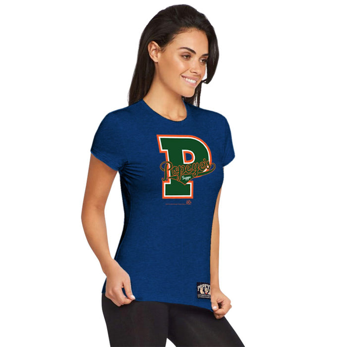 Popeye's Women's Shirt College 'P' Royal Blue