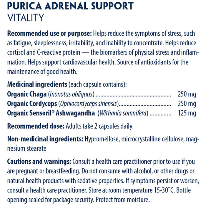 Purica Vitality Adrenal Support 60 ct (30 Servings)