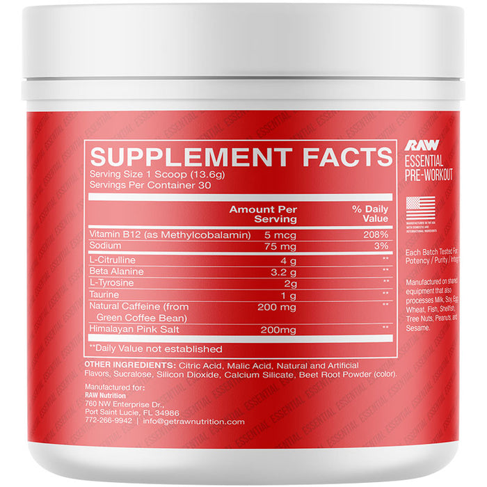 RAW CBUM Essential Pre-Workout 399g - 423g (30 Servings)