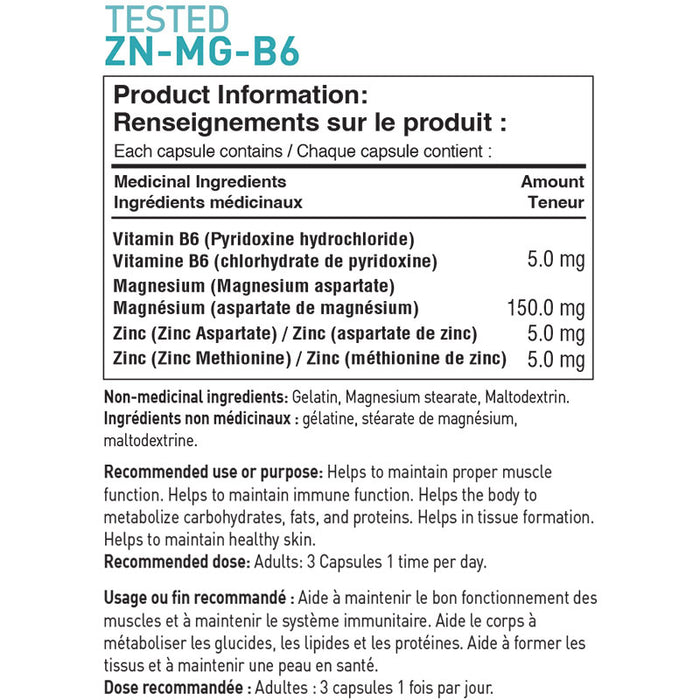 Tested ZN-MG-B6 180 cap (60 Servings)