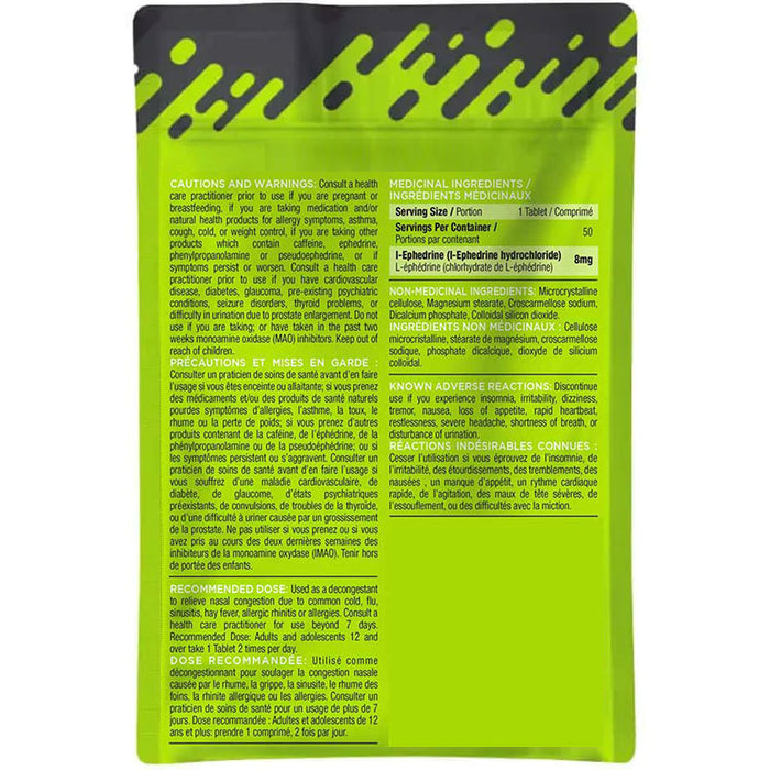 XP Labs Ephedrine 8mg ( Oral Nasal Decongestant ) 50 tab X 12 Pouches