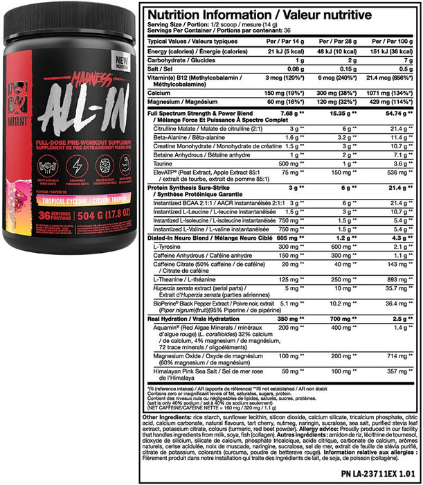 Mutant Madness All In 504g (18/36 Servings)